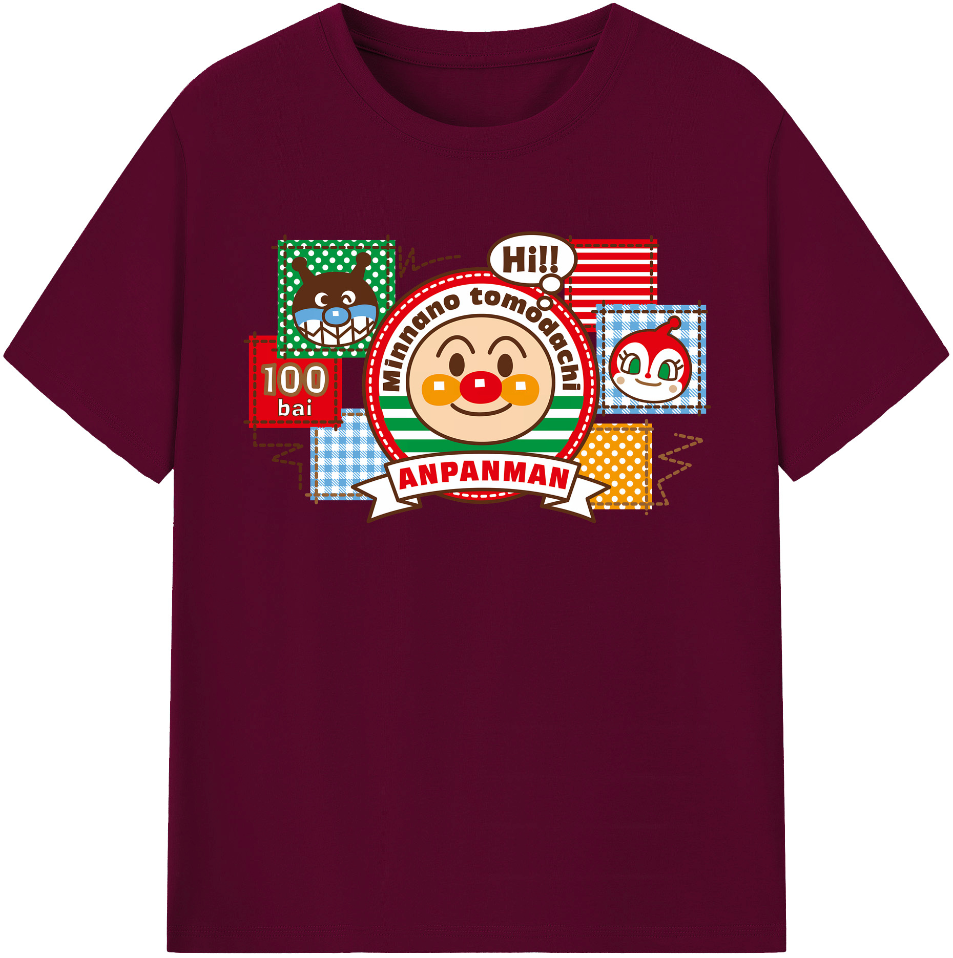 （画像用） アンパンマン Anpanman レディースカジュアルプリントTシャツ（綿100％）